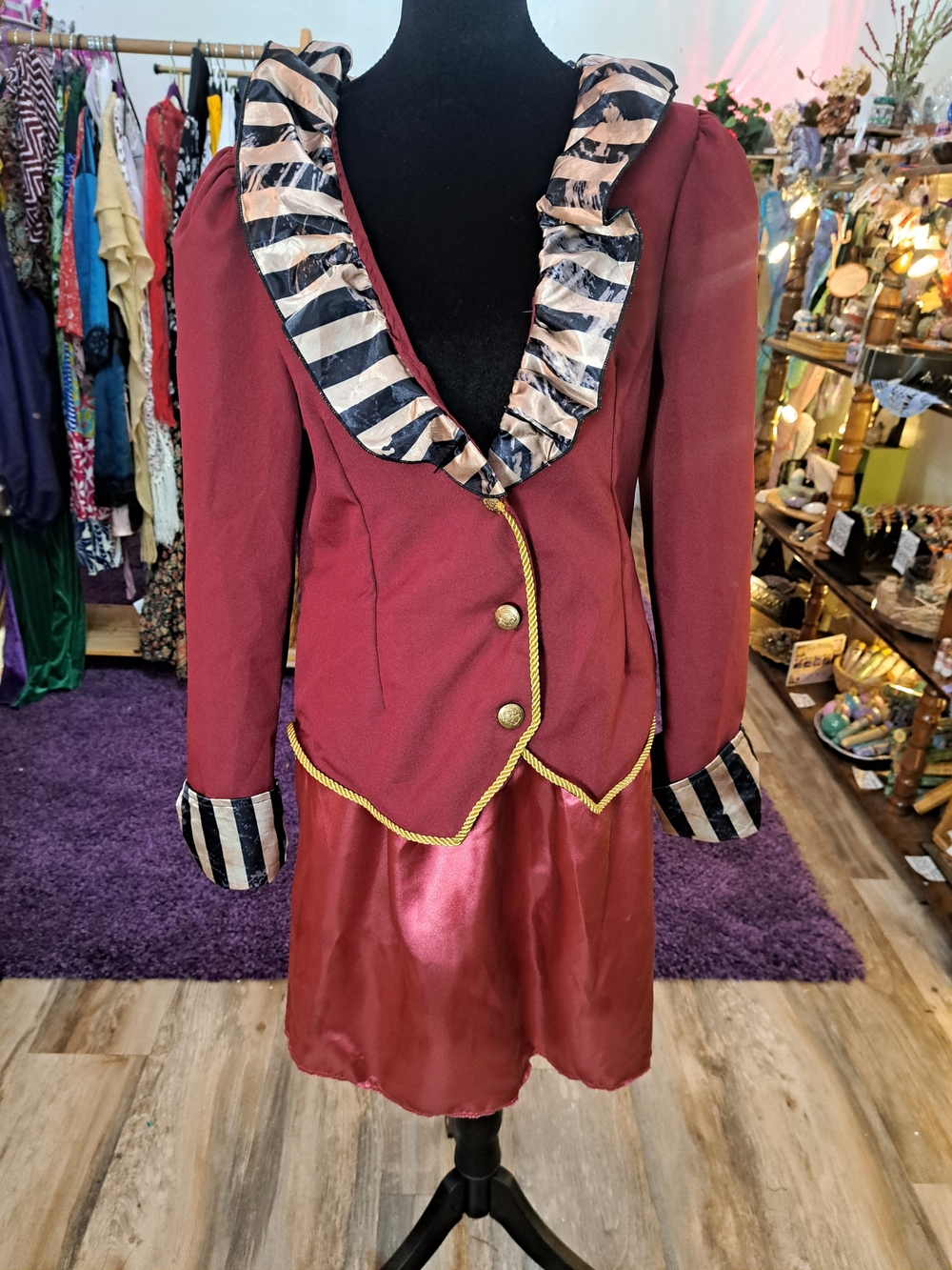 The Ringmaster 2-piece outfit • burgundy tailcoat jacket + satin skirt • Large